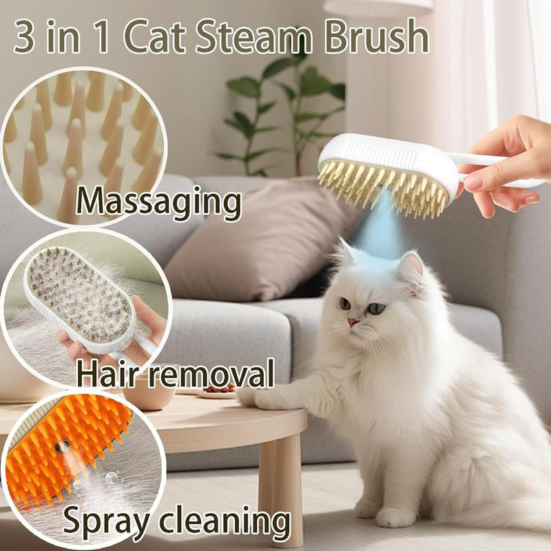Pet Steam Brush,Cat Dog Hair Remover, Adjustable Pet Hair Remover,Pet Steamy Mist,Steam Pet Brush for Pet Hair 3-IN-1 Steamy Cat Brush Grooming Comb for Dogs Steam Brush for Cats Remove Flying Fur Steam Advanced Pet Hair Removal Comb Pet Pal Brush