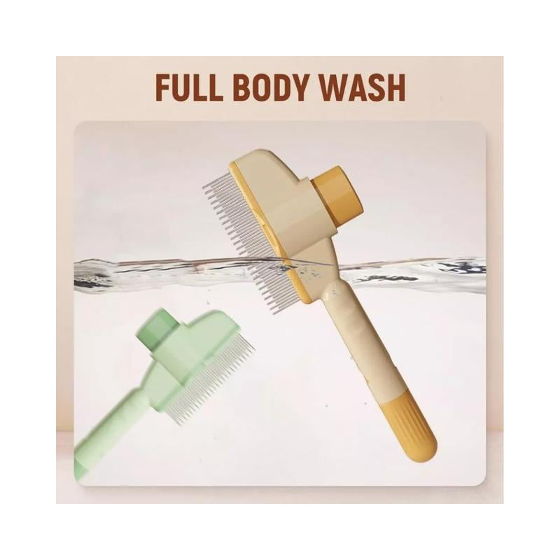 Pet Hair Removal Comb with Release Button for Cats and Dogs, De-Shedding Brush with Long & Short Stainless Steel Teeth for Efficient Hair Removal