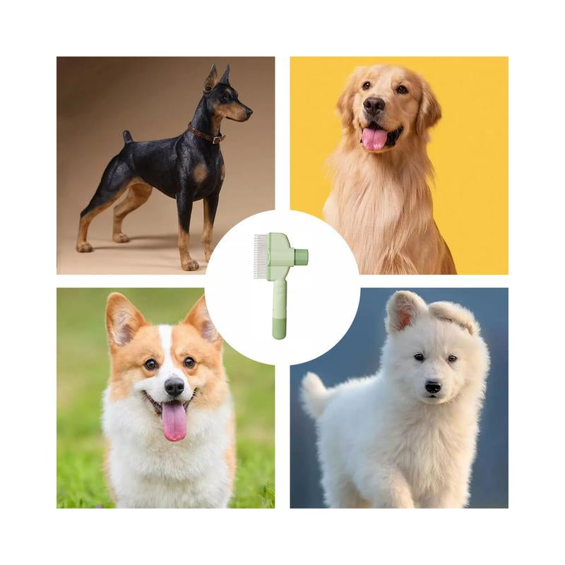 Pet Hair Removal Comb with Release Button for Cats and Dogs, De-Shedding Brush with Long & Short Stainless Steel Teeth for Efficient Hair Removal