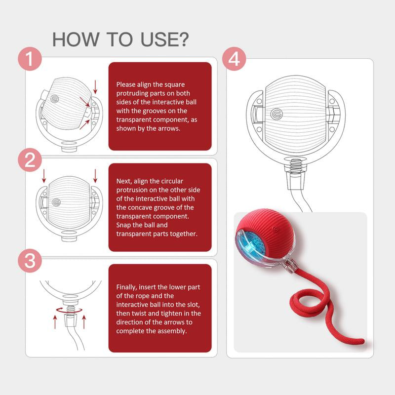 【Halloween Limited】 Mizusu Interactive Cat & Dog Teaser Toy with Two Additional Tails, Kitten Rolling Ball Toy, Pet Supplies, Dog & Cat Accessories Cute Dog Toys