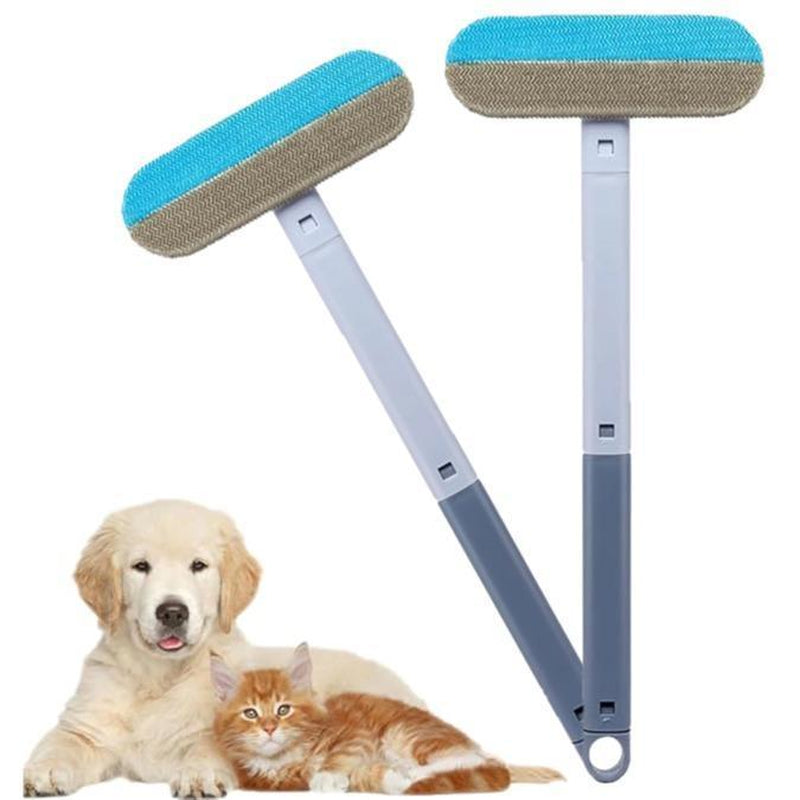 Better than Lint Rollers 4-In-1 Pet Hair Remover Tool with Extendable Handle 2 Scrapers & Hidden Brush for Furniture Carpet Car Windows Reusable Washable Pet Grooming Tool