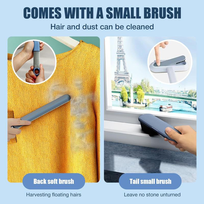 Better than Lint Rollers 4-In-1 Pet Hair Remover Tool with Extendable Handle 2 Scrapers & Hidden Brush for Furniture Carpet Car Windows Reusable Washable Pet Grooming Tool