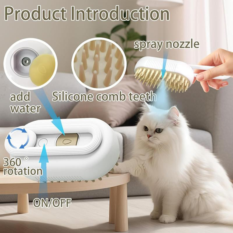 Pet Steam Brush,Cat Dog Hair Remover, Adjustable Pet Hair Remover,Pet Steamy Mist,Steam Pet Brush for Pet Hair 3-IN-1 Steamy Cat Brush Grooming Comb for Dogs Steam Brush for Cats Remove Flying Fur Steam Advanced Pet Hair Removal Comb Pet Pal Brush